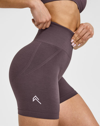 Effortless Seamless Shorts with White Logo | Umber Brown