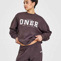 Mid Weight Sweatshirt With Printed Logo | Umber Brown