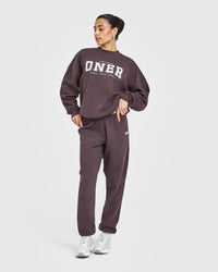 Mid Weight Sweatshirt With Printed Logo | Umber Brown