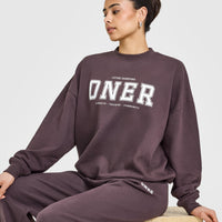 Mid Weight Sweatshirt With Printed Logo | Umber Brown