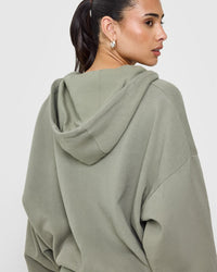 Mid Weight Zip Through Hoodie | Soft Sage Green