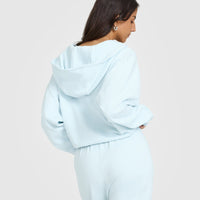 Lightweight Zip Through Hoodie with Graphic | Cloud Blue