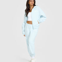 Lightweight Zip Through Hoodie with Graphic | Cloud Blue