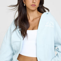 Lightweight Zip Through Hoodie with Graphic | Cloud Blue