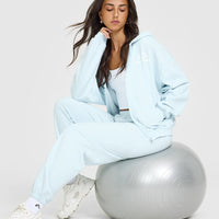 Lightweight Zip Through Hoodie with Graphic | Cloud Blue