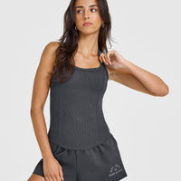 Mellowâ„¢ Rib Halter Neck Vest with Built in Bra Shelf | Coal