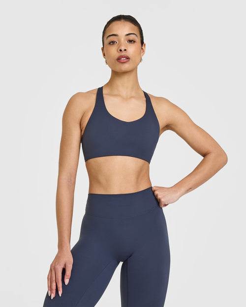 Oner Modal SoftMotion™ Sports Bra with White Logo | True Blue