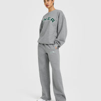 Foundations Straight Leg Jogger with Graphic | Charcoal Marl