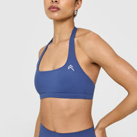 EasyLift™ Halter Bralette with White Logo | Shadow Blue