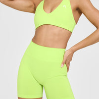 Effortless Seamless Shorts with White Logo | Citrus Green