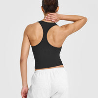 Mellowâ„¢ Rib Square Neck Mid Vest with Built in Bra Shelf | Soft Black