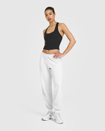 Mellowâ„¢ Rib Square Neck Mid Vest with Built in Bra Shelf | Soft Black