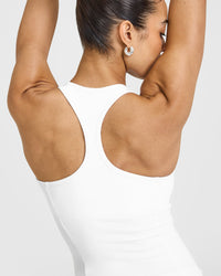 Mellowâ„¢ Rib Scoop Neck Vest with Built in Bra Shelf | White