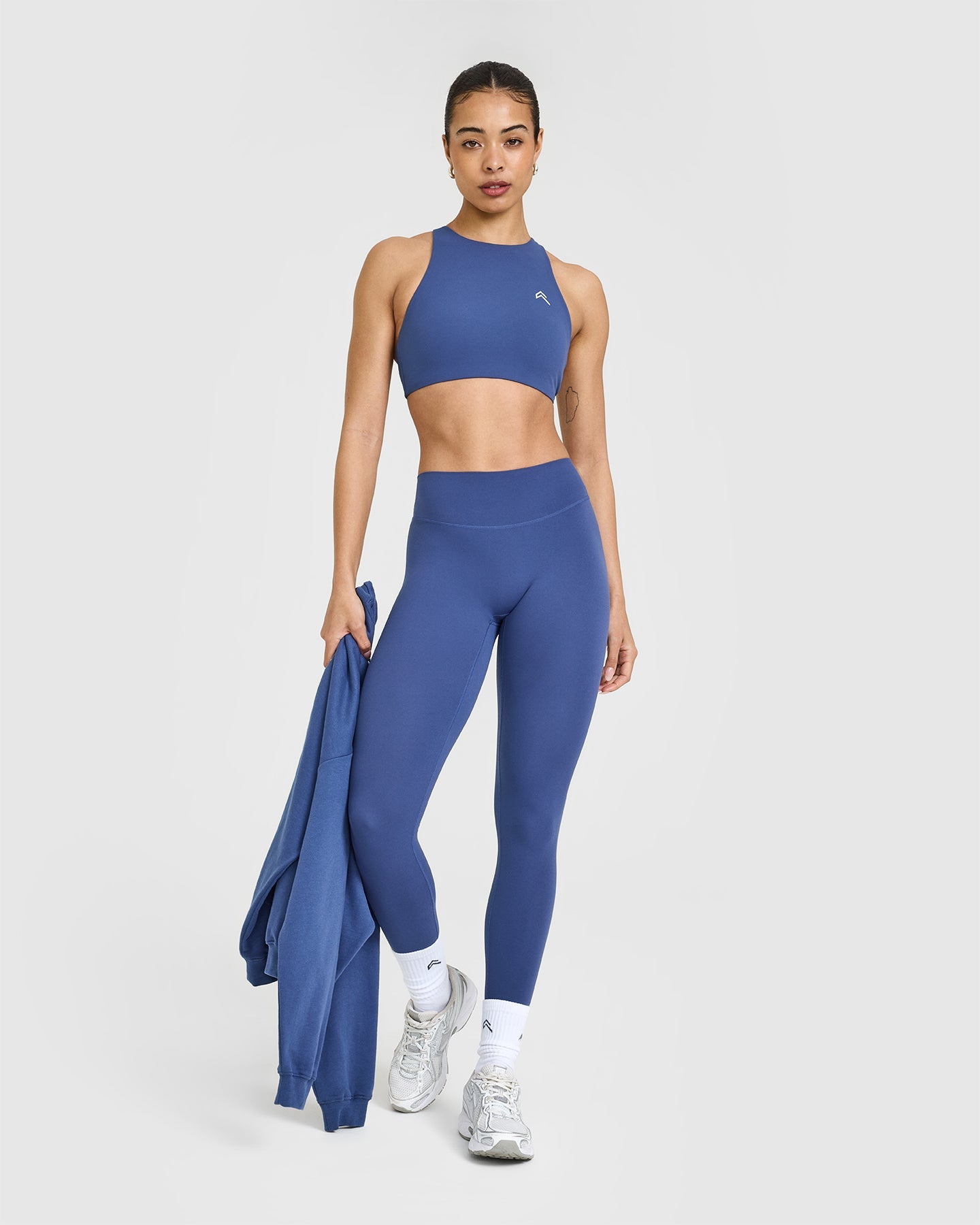 SoftMotion™ Leggings with White Logo | Shadow Blue