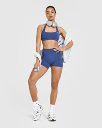 SoftMotion™ Shorts 6" with White Logo | Shadow Blue