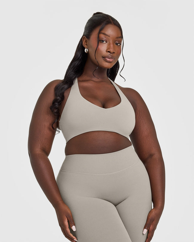 SoftMotion™ Bralette with White Logo | Warm Sand