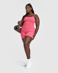SoftMotion™ Strappy Mid Vest with Built in Bra Shelf | Dark Velvet Pink