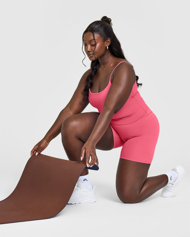 SoftMotion™ Strappy Mid Vest with Built in Bra Shelf | Dark Velvet Pink