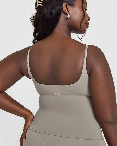 SoftMotion™ Strappy Vest with Built in Bra Shelf | Warm Sand