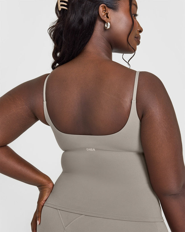 SoftMotion™ Strappy Vest with Built in Bra Shelf | Warm Sand
