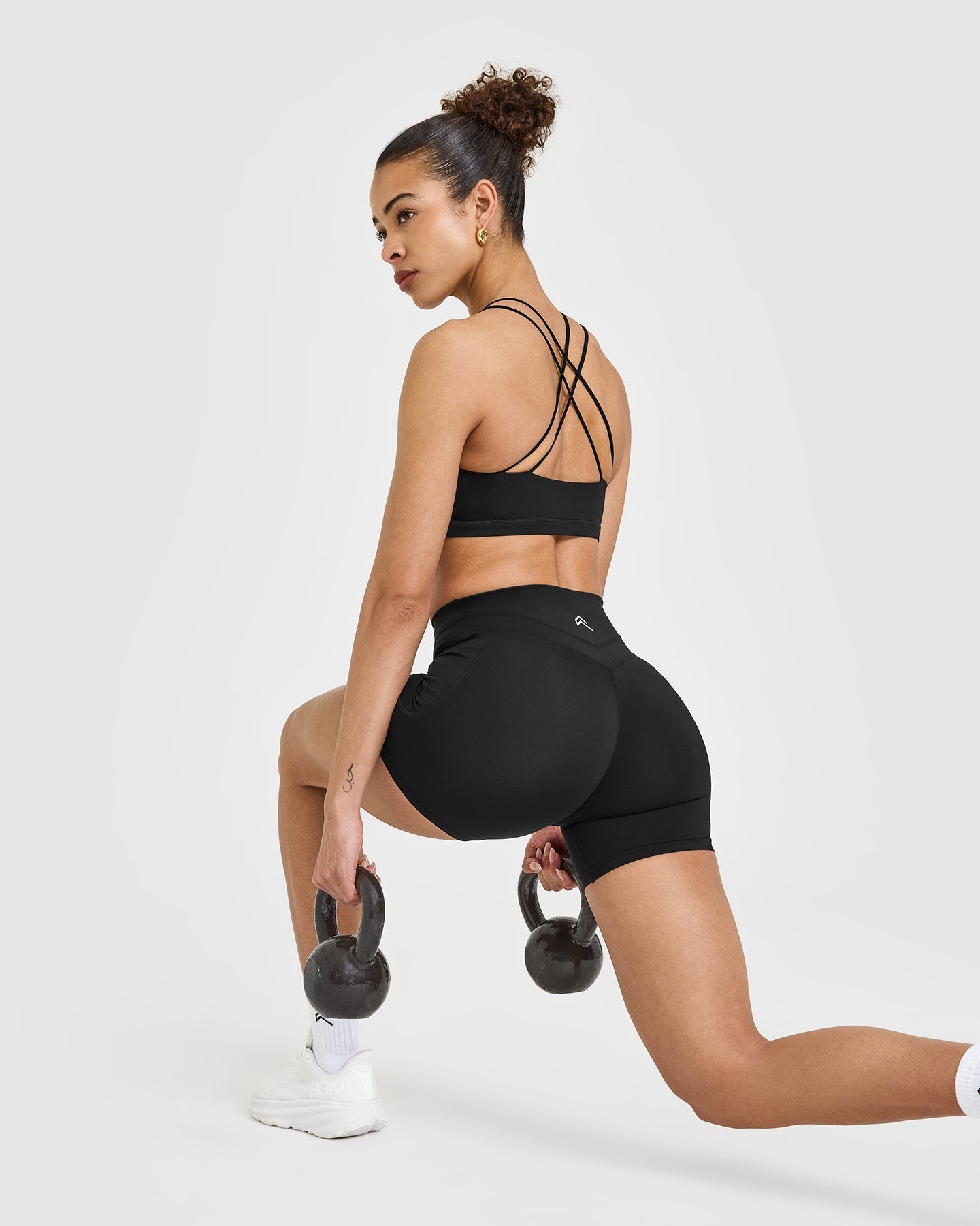 Unified High Waisted Pocket Shorts 6" White Logo | Black