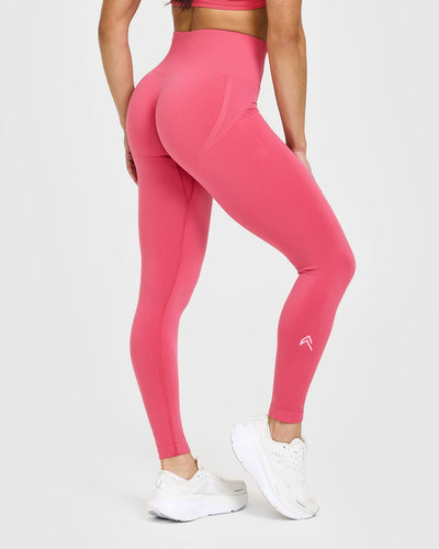 Effortless Seamless Leggings with White Logo | Velvet Pink