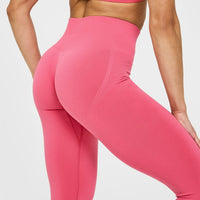 Effortless Seamless Leggings with White Logo | Velvet Pink