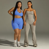 SoftMotion™ Cycling Shorts 8" with White Logo | Glaucous Blue