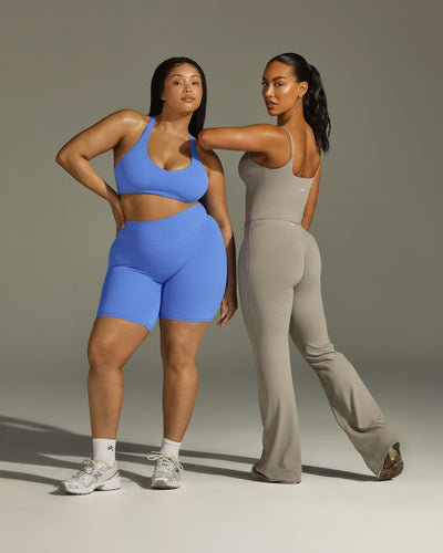 SoftMotion™ Bralette with White Logo | Glaucous Blue