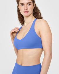 SoftMotion™ Bralette with White Logo | Glaucous Blue