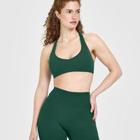 SoftMotion™ Bralette with White Logo | Dark Racing Green