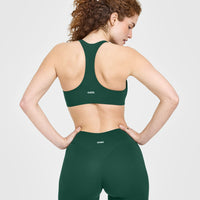 SoftMotion™ Bralette with White Logo | Dark Racing Green