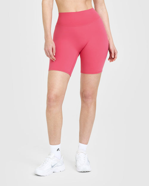 Oner Modal SoftMotion™ Cycling Shorts 8" with White Logo | Dark Velvet Pink