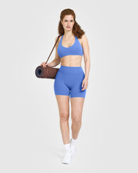 SoftMotion™ Shorts 6" with White Logo | Glaucous Blue