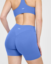 SoftMotion™ Shorts 6" with White Logo | Glaucous Blue