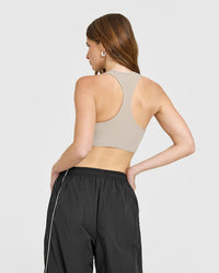 Mellow™ Rib Square Neck Bra | Cloud Grey