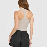 Mellow™ Rib Square Neck Mid Vest with Built in Bra Shelf | Cloud Grey