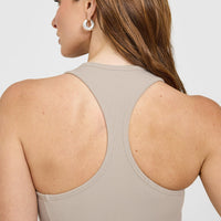 Mellow™ Rib Square Neck Mid Vest with Built in Bra Shelf | Cloud Grey