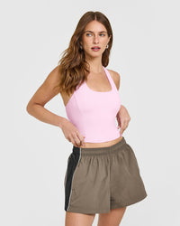 Mellow™ Rib Square Neck Mid Vest with Built in Bra Shelf | Chalk Pink