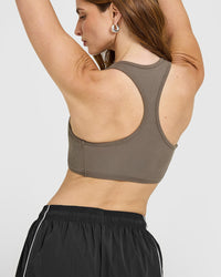 Mellow™ Rib Square Neck Bra | Moss Brown