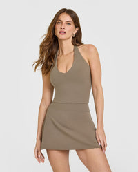 SoftMotion™ Halter Neck Mid Vest with Built in Bra Shelf | Moss Brown