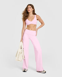 SoftMotion™ Scoop Back Bralette with White Logo | Chalk Pink