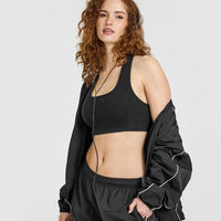 Mellow™ Rib Square Neck Bra | Soft Black