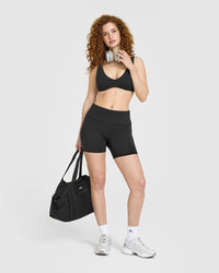 SoftMotion™ Fold Over Shorts 6" | Soft Black