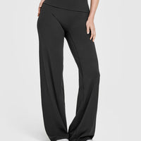 SoftMotion™ Fold Over Straight Leg Bottoms | Soft Black