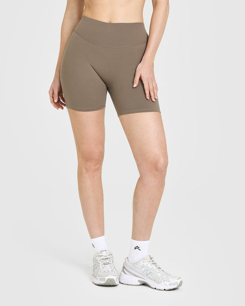 Oner Modal SoftMotion™ Shorts 6" with White Logo | Moss Brown