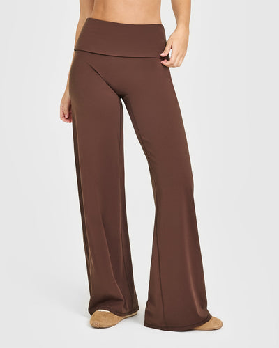 SoftMotion™ Fold Over Straight Leg Bottoms | Espresso Brown