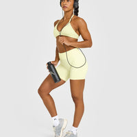 EnhanceLift™ Seamless Minimal Halter Neck Bralette | Pastel Yellow