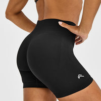 EnhanceLift™ Seamless Shorts with White Logo | Black