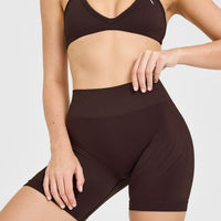 EnhanceLift™ Seamless Shorts with White Logo | Plum Brown